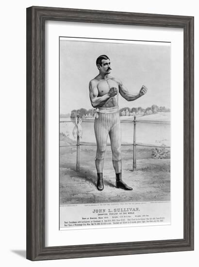 John L Sullivan (1858-1918)-Currier & Ives-Framed Giclee Print