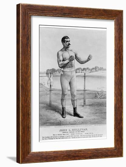 John L Sullivan (1858-1918)-Currier & Ives-Framed Giclee Print