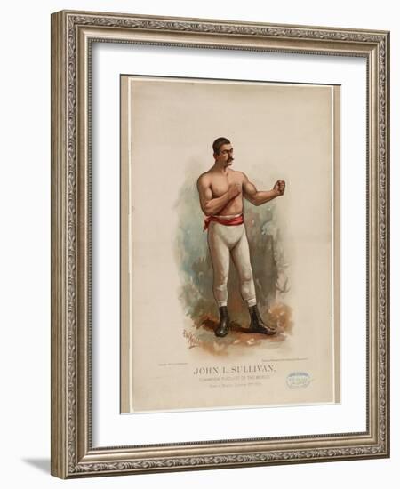 John L. Sullivan, Champion Pugilist of the World, C. 1883 (Chromolithograph)-Edward Windsor Kemble-Framed Giclee Print