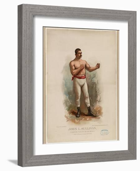 John L. Sullivan, Champion Pugilist of the World, C. 1883 (Chromolithograph)-Edward Windsor Kemble-Framed Giclee Print