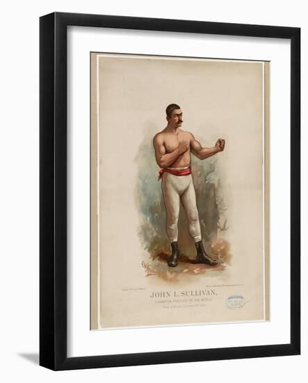 John L. Sullivan, Champion Pugilist of the World, C. 1883 (Chromolithograph)-Edward Windsor Kemble-Framed Giclee Print