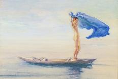 Girl in Bow of Canoe Spreading Out Her Loin-Cloth for a Sail, Samoa, c.1895-96-John La Farge or Lafarge-Giclee Print