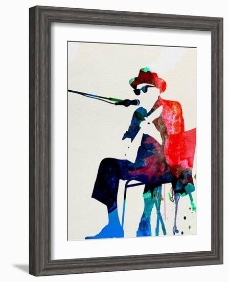 John Lee Hooker Watercolor-Lora Feldman-Framed Art Print