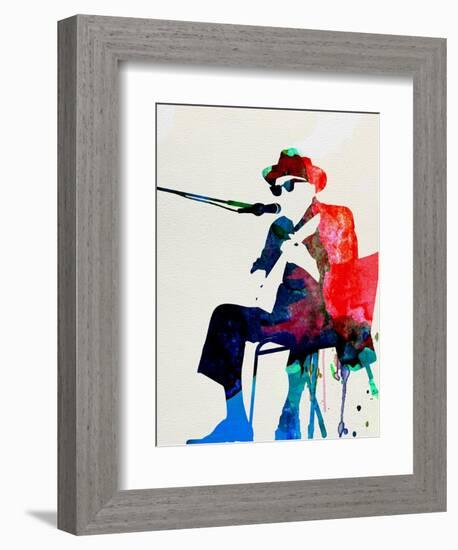 John Lee Hooker Watercolor-Lora Feldman-Framed Premium Giclee Print