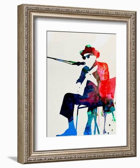 John Lee Hooker Watercolor-Lora Feldman-Framed Art Print