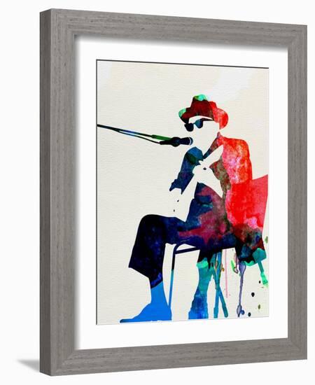 John Lee Hooker Watercolor-Lora Feldman-Framed Art Print