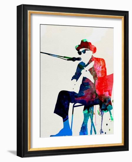 John Lee Hooker Watercolor-Lora Feldman-Framed Art Print