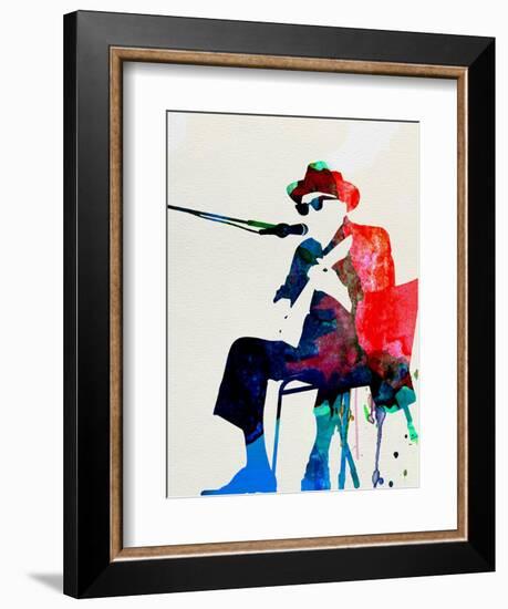 John Lee Hooker Watercolor-Lora Feldman-Framed Art Print