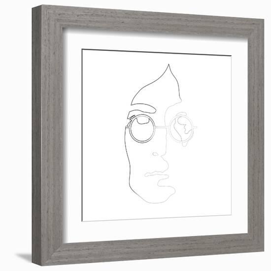 John Lennon Line Drawing-Logan Huxley-Framed Art Print