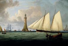 A Schooner of the Royal Yacht Squadron off the Eddystone Lighthouse, 1831-John Lynn-Giclee Print