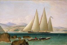 A Schooner of the Royal Yacht Squadron off the Eddystone Lighthouse, 1831-John Lynn-Framed Premier Image Canvas