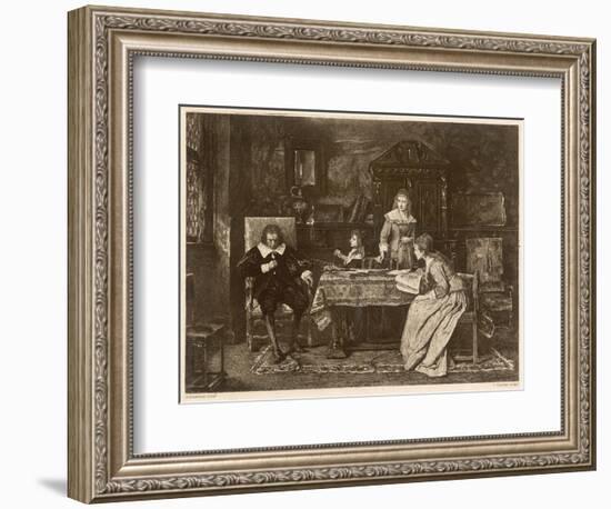 John Milton, Blind in Old Age, Dictates 'Paradise Lost' to His Three Daughters-null-Framed Art Print