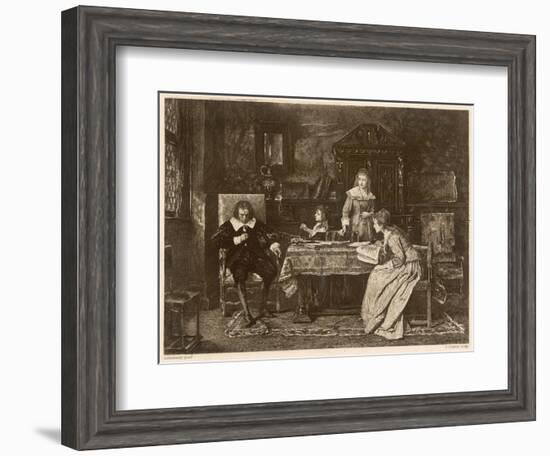 John Milton, Blind in Old Age, Dictates 'Paradise Lost' to His Three Daughters-null-Framed Art Print