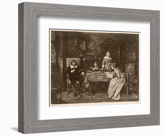 John Milton, Blind in Old Age, Dictates 'Paradise Lost' to His Three Daughters-null-Framed Art Print