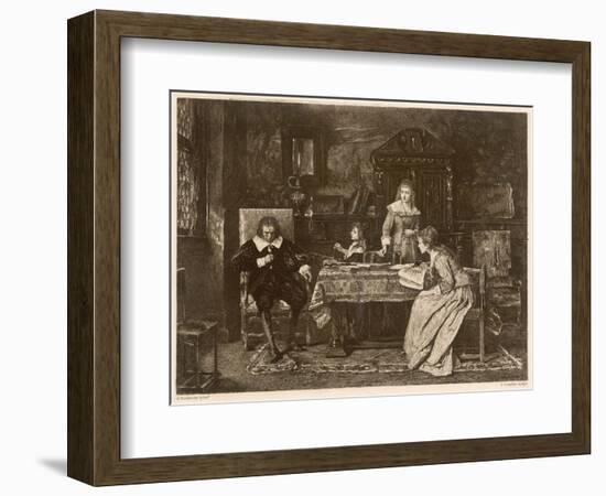 John Milton, Blind in Old Age, Dictates 'Paradise Lost' to His Three Daughters-null-Framed Art Print