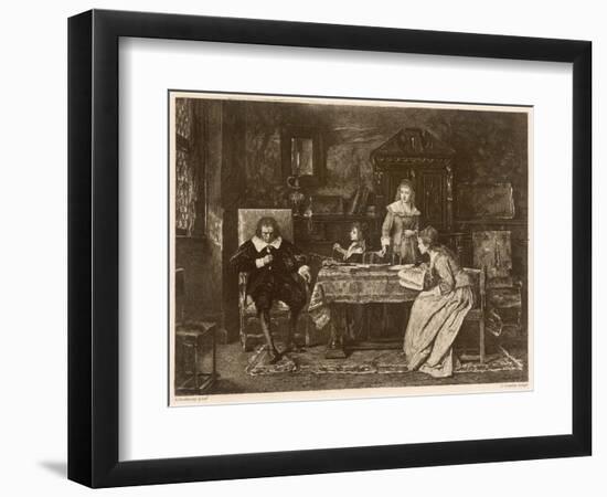 John Milton, Blind in Old Age, Dictates 'Paradise Lost' to His Three Daughters-null-Framed Art Print