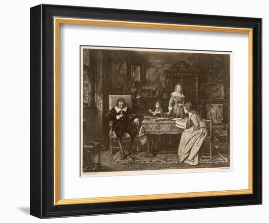 John Milton, Blind in Old Age, Dictates 'Paradise Lost' to His Three Daughters-null-Framed Art Print