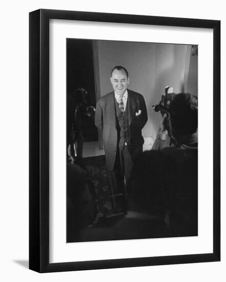 John Minor Wisdom Posing for Reporters after Visit with Dwight D. Eisenhower-Yale Joel-Framed Photographic Print