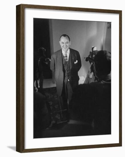 John Minor Wisdom Posing for Reporters after Visit with Dwight D. Eisenhower-Yale Joel-Framed Photographic Print