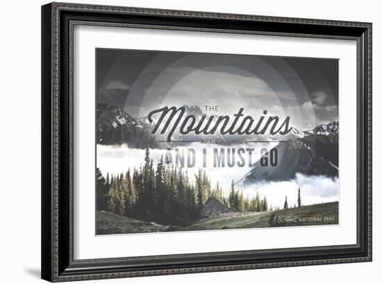 John Muir - the Mountains are Calling - Olympic National Park-Lantern Press-Framed Art Print