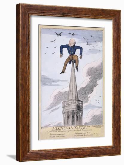 John Nash on the Spire of All Souls Church, Langham Place, Westminster, London, 1824-George Cruikshank-Framed Giclee Print