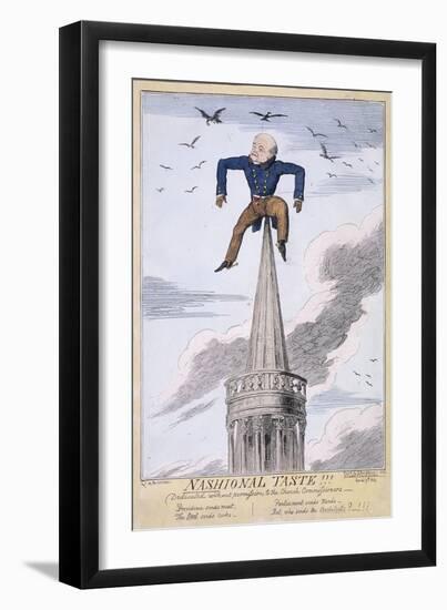 John Nash on the Spire of All Souls Church, Langham Place, Westminster, London, 1824-George Cruikshank-Framed Giclee Print