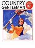 "Woman Shoveling Snow," Country Gentleman Cover, February 1, 1935-John Newton Howitt-Giclee Print