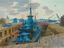 Destroyer in Dry Dock (Oil on Canvas)-John Northcote Nash-Giclee Print