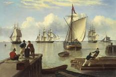 H.M.S. Queen Sailing out of Portsmouth Harbour-John Of Hull Ward-Giclee Print