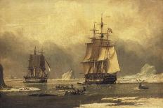 The 'Swan' and 'Isabella' Whaling in the Arctic-John of Hull Ward-Framed Premier Image Canvas