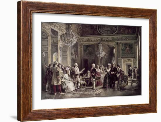 John Paul Jones and Benjamin Franklin at Louis XVI's Court-Jean Leon Gerome Ferris-Framed Giclee Print