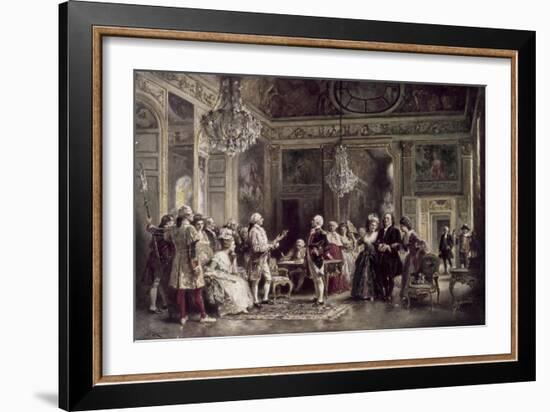 John Paul Jones and Benjamin Franklin at Louis XVI's Court-Jean Leon Gerome Ferris-Framed Giclee Print