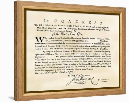 John Paul Jones's Commission as Captain in the Us Navy, from the Congress, 1776-null-Framed Premier Image Canvas