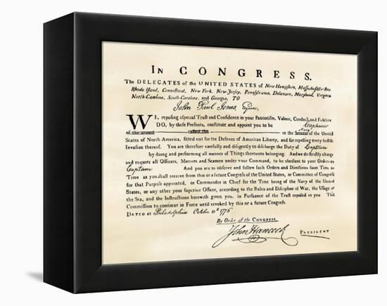 John Paul Jones's Commission as Captain in the Us Navy, from the Congress, 1776-null-Framed Premier Image Canvas