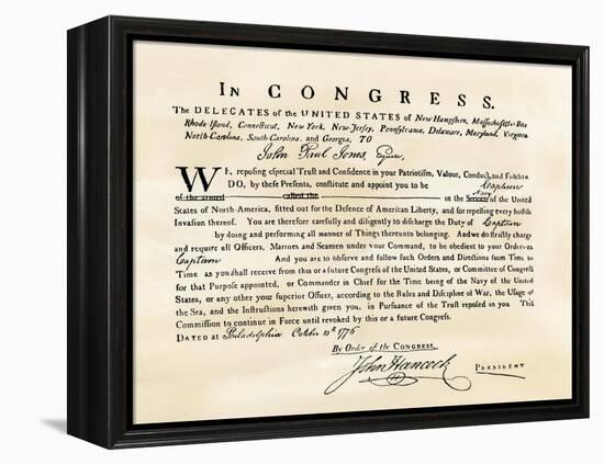 John Paul Jones's Commission as Captain in the Us Navy, from the Congress, 1776-null-Framed Premier Image Canvas