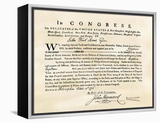 John Paul Jones's Commission as Captain in the Us Navy, from the Congress, 1776-null-Framed Premier Image Canvas