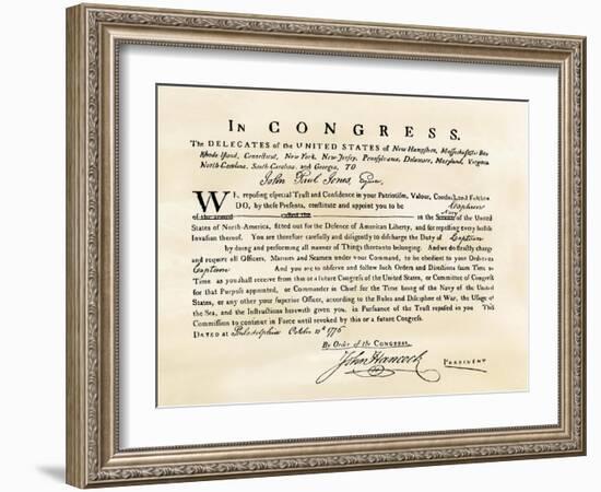 John Paul Jones's Commission as Captain in the Us Navy, from the Congress, 1776-null-Framed Giclee Print