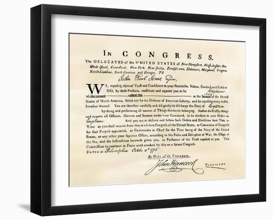 John Paul Jones's Commission as Captain in the Us Navy, from the Congress, 1776-null-Framed Giclee Print