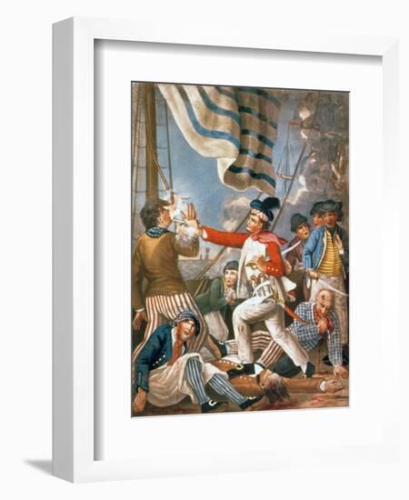 John Paul Jones Shooting a Sailor Who Had Attempted to Strike His Colours in an Engagement-John Collet-Framed Giclee Print