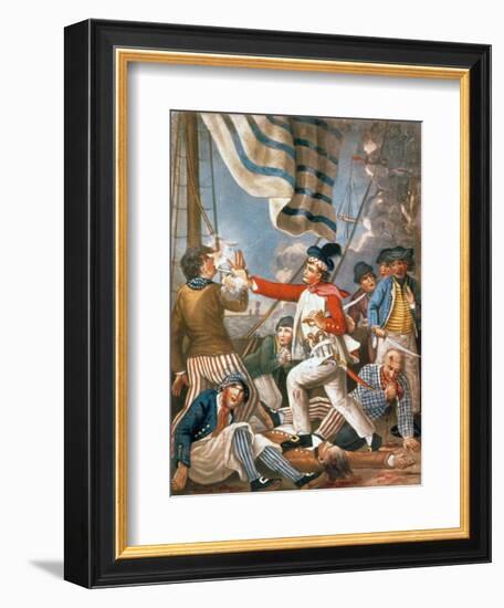 John Paul Jones Shooting a Sailor Who Had Attempted to Strike His Colours in an Engagement-John Collet-Framed Giclee Print