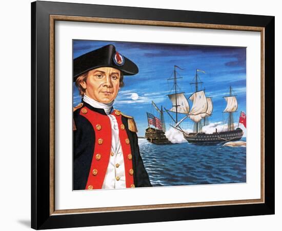 John Paul Jones, with His Ship Flying the Flag of the Rebellious Colonists of North America-John Keay-Framed Giclee Print