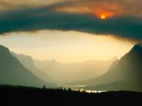 Moon over St. Mary River and Mountains,Glacier National Park, Montana, USA-John Reddy-Framed Premier Image Canvas