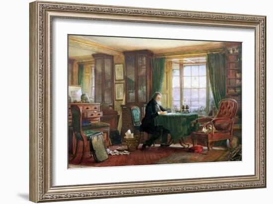 John Ruskin in His Study at Brantwood, Cumbria, 1882-William Gersham Collingwood-Framed Giclee Print