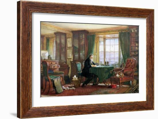 John Ruskin in His Study at Brantwood, Cumbria, 1882-William Gersham Collingwood-Framed Giclee Print