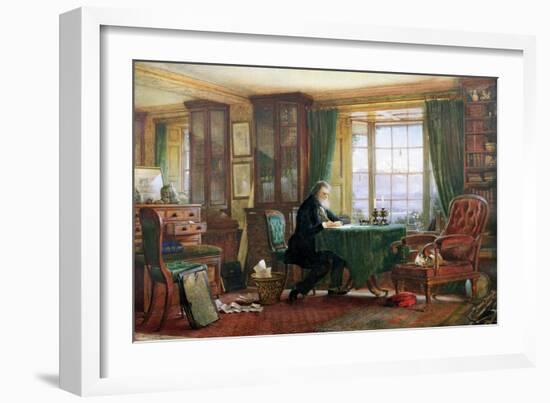 John Ruskin in His Study at Brantwood, Cumbria, 1882-William Gersham Collingwood-Framed Giclee Print