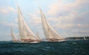 J Class Yachts Racing Off Cowes 1935 by John Sutton