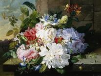 Pretty Still Life of Roses, Rhododendron and Passionflower-John Wainwright-Giclee Print