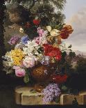 A Pretty Still Life of Roses, Rhododendron, and Passionflowers-John Wainwright-Giclee Print