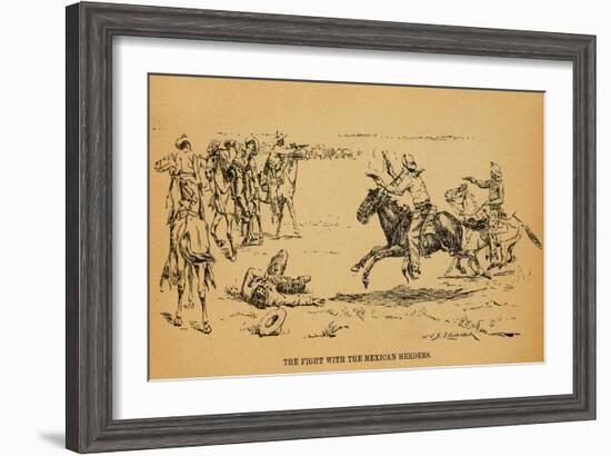 John Wesley Hardin in a Fight That Killed 5 Mexican Vaqueros, 1871-null-Framed Art Print