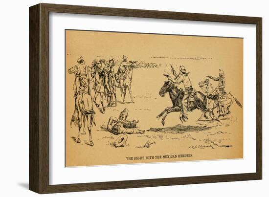 John Wesley Hardin in a Fight That Killed 5 Mexican Vaqueros, 1871-null-Framed Art Print